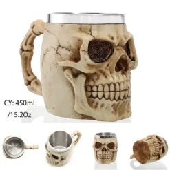 Bierkrug im Retro-Stil mit silbernem Drachenmotiv – 450 ml Edelstahlkrug