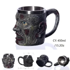 Bierkrug mit Wikinger-Totenkopf - Piratenkrug aus Edelstahl