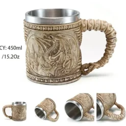 Bierkrug mit Wikinger-Totenkopf - Piratenkrug aus Edelstahl