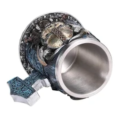 Bierkrug mit Wikinger-Totenkopf - Piratenkrug aus Edelstahl