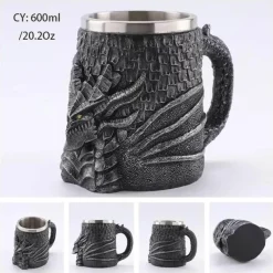 Bierkrug mit Wikinger-Totenkopf - Piratenkrug aus Edelstahl