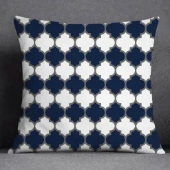 Blauer geometrischer Kissenbezug mit Blumenmuster - Moderne Wohndekoration Kissenbezug