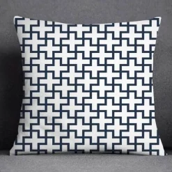 Blauer geometrischer Kissenbezug mit Blumenmuster - Moderne Wohndekoration Kissenbezug