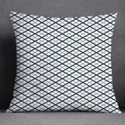 Blauer geometrischer Kissenbezug mit Blumenmuster - Moderne Wohndekoration Kissenbezug