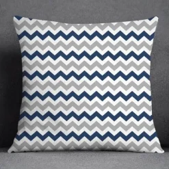 Blauer geometrischer Kissenbezug mit Blumenmuster - Moderne Wohndekoration Kissenbezug