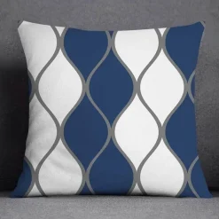 Blauer geometrischer Kissenbezug mit Blumenmuster - Moderne Wohndekoration Kissenbezug