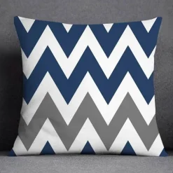 Blauer geometrischer Kissenbezug mit Blumenmuster - Moderne Wohndekoration Kissenbezug