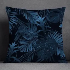 Blauer geometrischer Kissenbezug mit Blumenmuster - Moderne Wohndekoration Kissenbezug