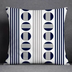 Blauer geometrischer Kissenbezug mit Blumenmuster - Moderne Wohndekoration Kissenbezug