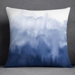 Blauer geometrischer Kissenbezug mit Blumenmuster - Moderne Wohndekoration Kissenbezug