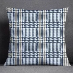 Blauer geometrischer Kissenbezug mit Blumenmuster - Moderne Wohndekoration Kissenbezug