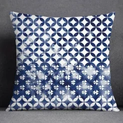 Blauer geometrischer Kissenbezug mit Blumenmuster - Moderne Wohndekoration Kissenbezug