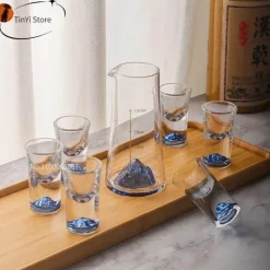 Blauer Sake-Glaskrug - Weinflaschenspender Bierkühler