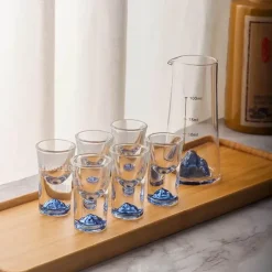 Blauer Sake-Glaskrug - Weinflaschenspender Bierkühler