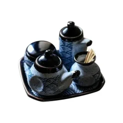Blaues Gewürzdosen-Set aus Keramik – Elegante Gewürzbehälter für die Küche zum organisierten Kochen