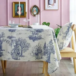 Blaues Retro Tischdeckenkissen - Pastorale Küchendekoration Tischdekoration