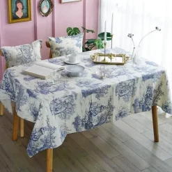 Blaues Retro Tischdeckenkissen - Pastorale Küchendekoration Tischdekoration