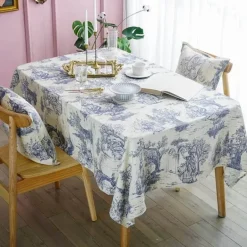 Blaues Retro Tischdeckenkissen - Pastorale Küchendekoration Tischdekoration