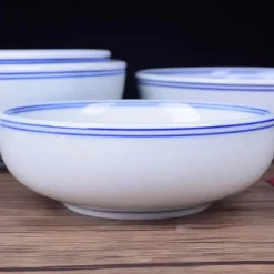 Blau-weiße chinesische Nudelschüssel aus Porzellan – elegantes Keramikgeschirr zum Essen