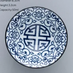 Blau-weiße Teetasse aus Porzellan – japanische Espressotasse