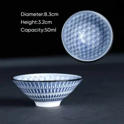 Blau-weiße Teetasse aus Porzellan – japanische Espressotasse