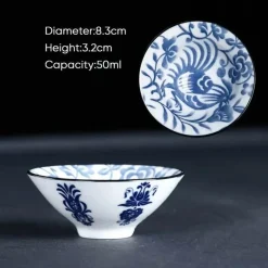 Blau-weiße Teetasse aus Porzellan – japanische Espressotasse