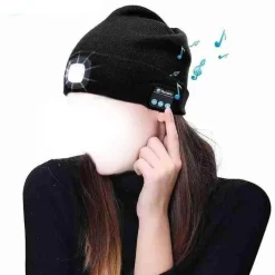 Bluetooth-Lautsprecher-Mütze – Unisex-Wintermütze mit Stirnlampe