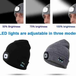 Bluetooth-Lautsprecher-Mütze – Unisex-Wintermütze mit Stirnlampe