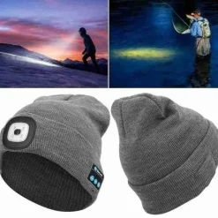 Bluetooth-Lautsprecher-Mütze – Unisex-Wintermütze mit Stirnlampe