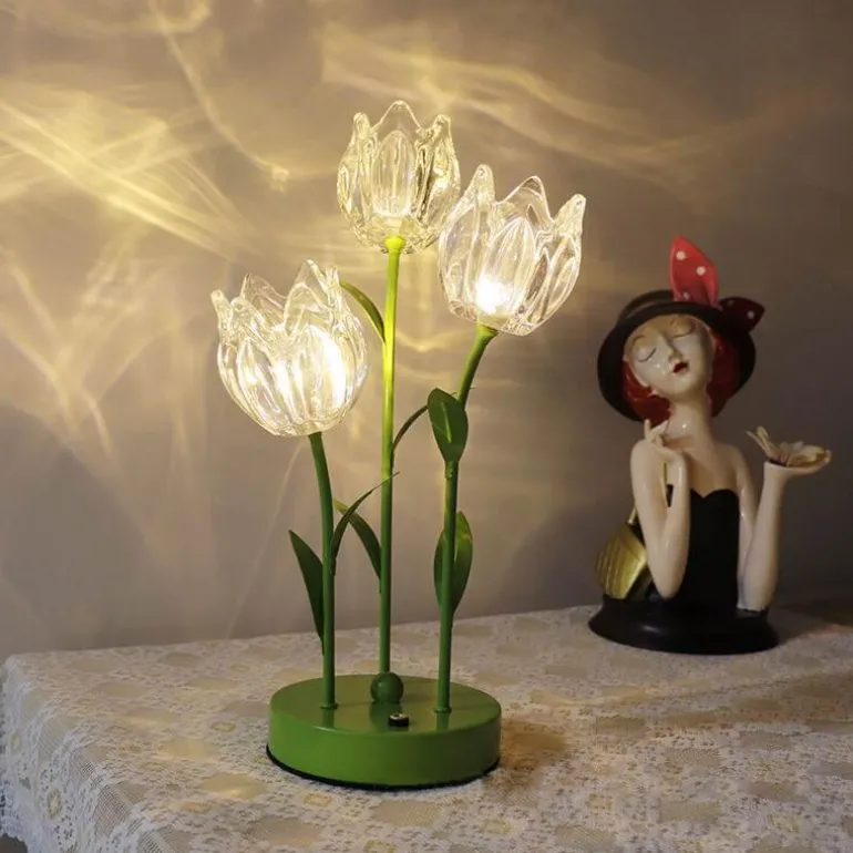Blumen-LED-Nachtlampe – dekoratives Nachttischlicht