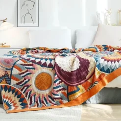 Boho Baumwoll-Überwurfdecke - Leichte dekorative Gazedecke