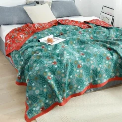 Boho Baumwoll-Überwurfdecke - Leichte dekorative Gazedecke