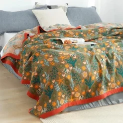 Boho Baumwoll-Überwurfdecke - Leichte dekorative Gazedecke