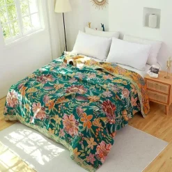 Boho Baumwoll-Überwurfdecke - Leichte dekorative Gazedecke