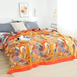 Boho Baumwoll-Überwurfdecke - Leichte dekorative Gazedecke