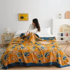 Boho Baumwoll-Überwurfdecke - Leichte dekorative Gazedecke