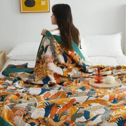 Boho Baumwoll-Überwurfdecke - Leichte dekorative Gazedecke