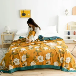 Boho Baumwoll-Überwurfdecke - Leichte dekorative Gazedecke