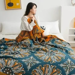 Boho Baumwoll-Überwurfdecke - Leichte dekorative Gazedecke