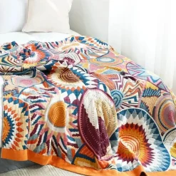 Boho Baumwoll-Überwurfdecke - Leichte dekorative Gazedecke