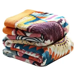 Boho Baumwoll-Überwurfdecke - Leichte dekorative Gazedecke