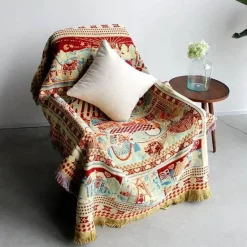Boho Jacquard Strickdecke - Gemütlicher dekorativer Wohnakzent