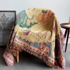 Boho Jacquard Strickdecke - Gemütlicher dekorativer Wohnakzent