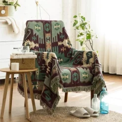 Boho Jacquard Strickdecke - Gemütlicher dekorativer Wohnakzent