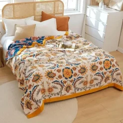 Boho Mandala Baumwolldecke - Doppelseitige weiche Sommerdecke für Betten und Sofas