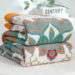 Boho Mandala Baumwolldecke - Doppelseitige weiche Sommerdecke für Betten und Sofas