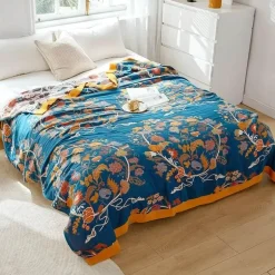 Boho Mandala Baumwolldecke - Doppelseitige weiche Sommerdecke für Betten und Sofas