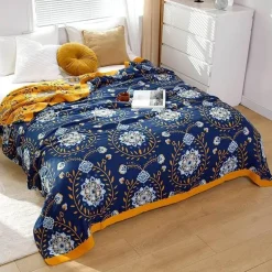 Boho Mandala Baumwolldecke - Doppelseitige weiche Sommerdecke für Betten und Sofas