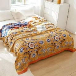 Boho Mandala Baumwolldecke - Doppelseitige weiche Sommerdecke für Betten und Sofas