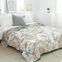 Boho Mandala Baumwolldecke - Doppelseitige weiche Sommerdecke für Betten und Sofas